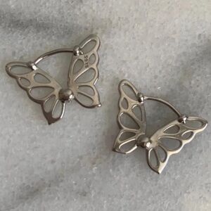 COPY - Sterling Silver Butterfly Wing Hoop Earrings Brand New